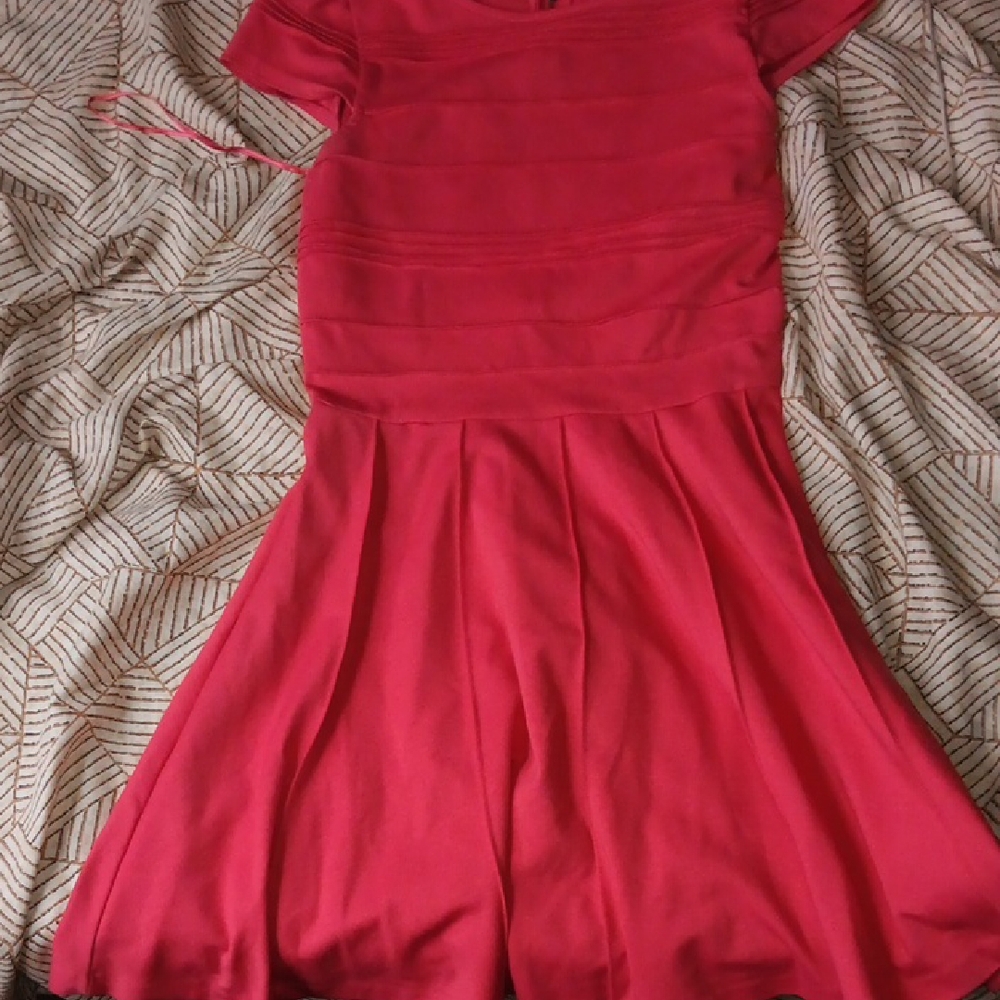 Vibrant Red Short Sleeve Dress